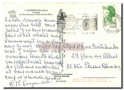 Quiberon - Brzeg dzikiej wybrzeża — pod słońcem Quiberon — Les Éditions du Gabier, n° QC/56170 — Rewers