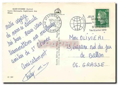 Escola Nacional Superior de Minas de Saint-Étienne — Saint-Étienne (Loire) — Sociedade Edições da França — Verso