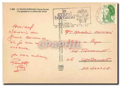 Le Grand-Bornand (Haute-Savoie) — Vista geral e a cadeia dos Aravis — Éditions Gil, n° G 849 — Verso