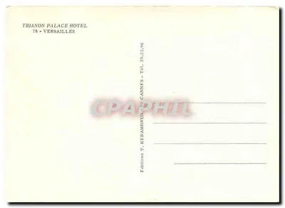 Sala de honra do Trianon Palace Hotel — Versailles — Éditions Y. Keramerun, Cannes — Verso