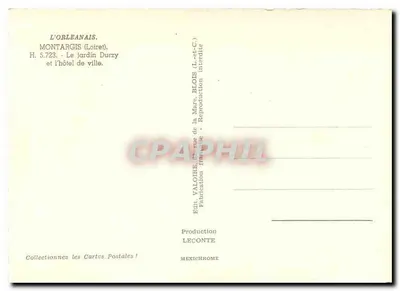 Montargis (Loiret) — Ogród Durzy i urząd miasta — Wyd. Valoire — Rewers