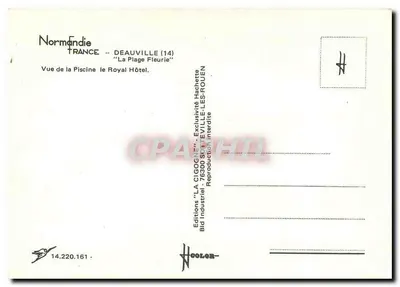 Hotel La Cigogne — Deauville (14) — Edições Normandie — Verso