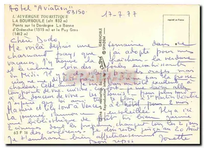 La Bourboule — widok panoramiczny z Dordogne i gór — wydawca Grenoble — Rewers