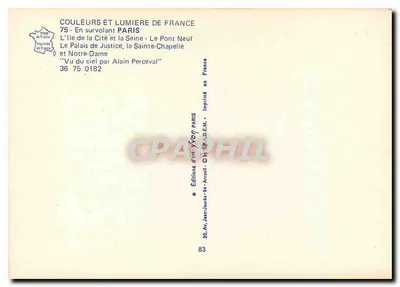 Parigi — Vista aerea dell’Isola di Cité, la Senna e la Notre-Dame — Edizioni d’arte Arcuill — Verso