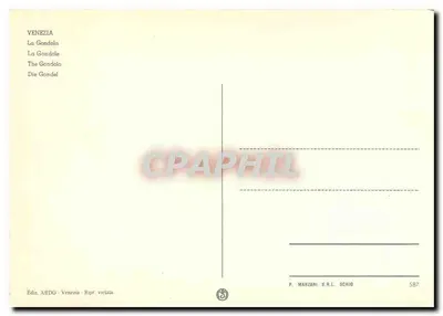 Wenecja — Gondola w Wenecji — P. Marzari S.R.L. n° 587 — Rewers