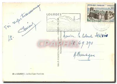 Lourdes — La Basilica Illuminata — Editore P. Doucet — Verso