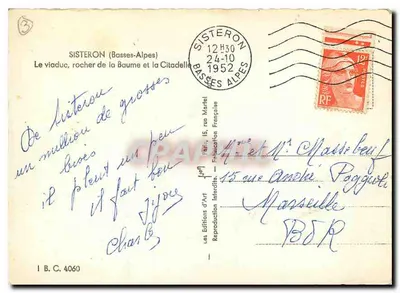 Sisteron (Basses-Alpes) — O viaduto, rocha da Baume e a Cidadela — Edições d'Art — Verso