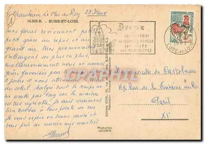 Eure-et-Loir — Carte postal turística com cartas e vistas de locais — Editor Estel, n°28 — Verso