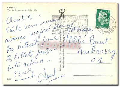 Cannes — Widok na port i stary miasto — Wydawnictwo S.E.P.T. - 35, Boulevard Corbeille - Reprodukcja zabroniona w Włoszech — Rewers