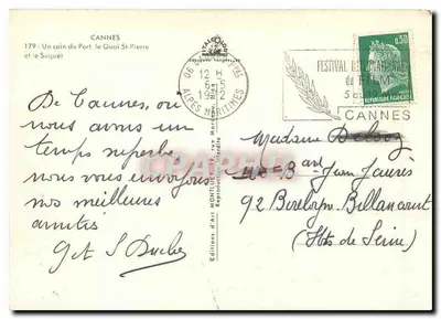 Cannes — Le Quai Saint-Pierre und der Suquet — Editions d'Art Montlot, Nr. 179 — Rückseite
