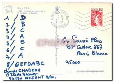 Cannes — Widok na plaże Croisette i Suquet — Wydawnictwo Art Altari — Rewers