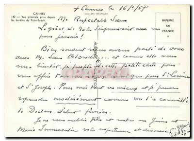 कैन्स — पैल्म-बीच गार्डन से लिया गया एक सामान्य दृश्य — प्राकृतिक रंग, संख्या 182 — पीछे