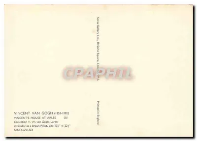 Dom Vincenta w Arles — malowanie olejne — Soho Card 323, Soho Gallery Ltd. — Rewers