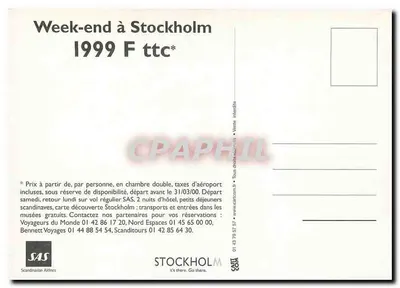 Final de semana em Estocolmo — 1999 — SAS — Verso