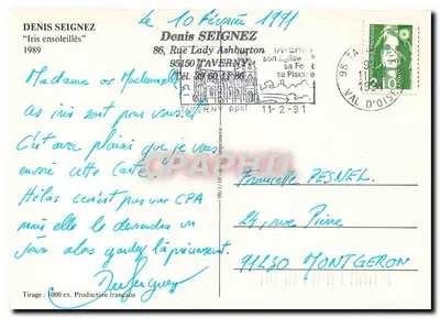 Słoneczne irisy — Denis Seignez — wydanie 1000 szt. Produkcja francuska — Rewers