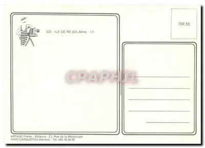 Ilha de Ré — Carta postal turística ilustrada — ARtaud Frères — Verso