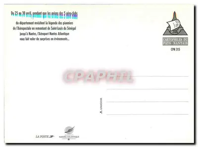 Pilot lotniczy — samolot dwumotorowy i dromedariusz — wydawca Cartophiles du Pays Nantais, CPN 315 — Rewers