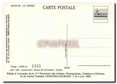 Homem em um cano — com texto caligráfico — J.C. MAROL, n° 1321 — Verso