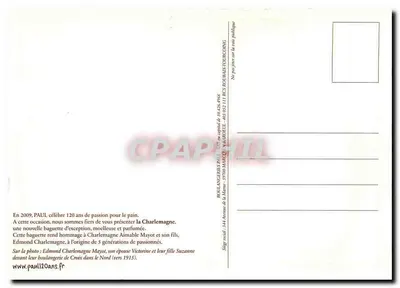 Família Mayot diante de sua padaria — Paul, empresa de qualidade fundada em 1889 — Verso