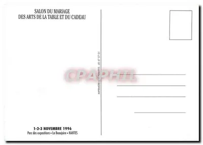 Salão do Casamento das Artes da Mesa e do Presente — Nantes 1996 — Impressora Nantes — Verso
