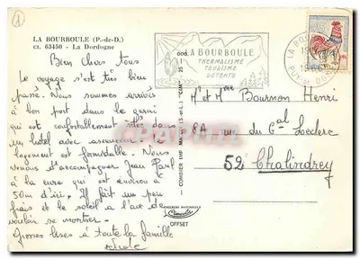 La Bourboule (P.-de-D.) — widok brzegu rzeki z górami — wydawca Combiérier Imp. (S.-et-L.) — Rewers