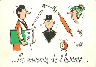 Os inimigos do homem — caricatura humorística — Oziorls