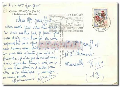 L'istituzione termale di Besançon — Vista pittoresca — Edizioni di Stato, rue de l'Art, Besançon — Verso