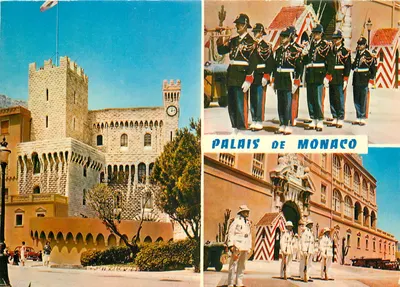 Palácio de Mônaco — vista do castelo, guarda de honra e entrada — editor desconhecido, n° 2