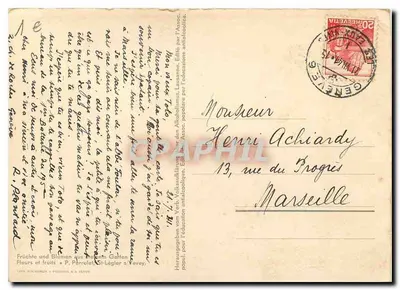 Owoce i kwiaty — seria 8/1915 — wydane przez Stowarzyszenie na rzecz edukacji antyalkoholowej / P. Perrelet, St-Légier / Vevey — Rewers