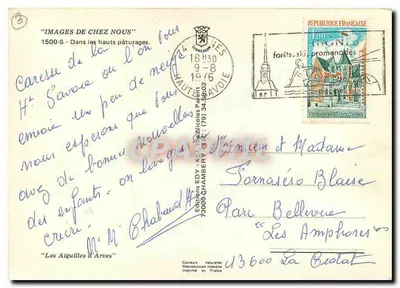 As Agulhas de Arves — paisagem alpina com vacas — editor Ecty, n° 1500-S — Verso