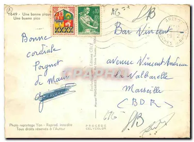 Areny w Arles — Targi bydła — Wydawnictwo CELY n°1649 — Rewers