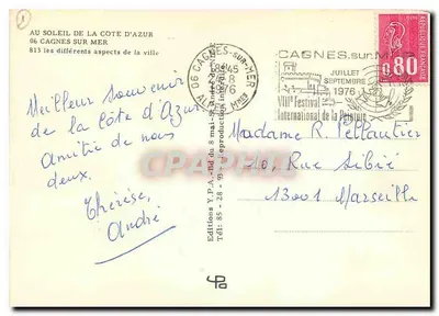 Cagnes-sur-Mer — vista panorâmica — Edições Y.P.A. — Verso