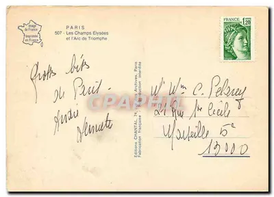 Les Champs-Élysées — Arc de Triomphe — Edities CHANTAL, Parijs — Achterkant