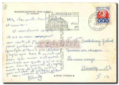 Castelo de Maisons-Laffitte — Seine-et-Oise — Edições de Arte Yvon — Verso