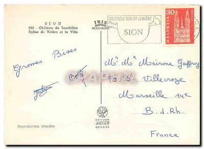 Sion — Zamek Tourbillon, Katedra Valère i Miasto — Wydawnictwo Jaeger — Rewers