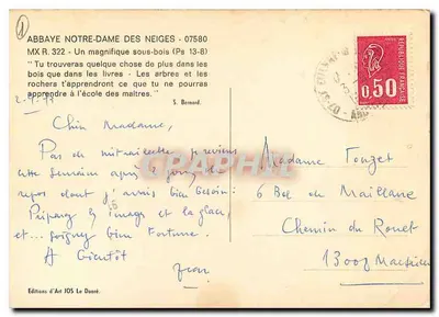 Floresta da Abadia Nossa Senhora das Neves — Edições de Arte Jos Le Doaré, n° 07580 — Verso
