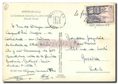 Angers — Katedra św. Maurycja (Façada Zachodnia) — Serwis Komercyjny Historii — n° 49 007 7266 052 — Rewers