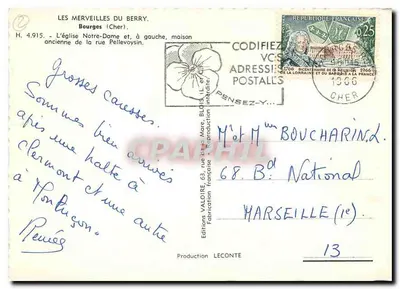 Bourges (Cher) — Igreja Nossa Senhora e casa antiga da rue Pellevoisin — Edições Valoire — Verso