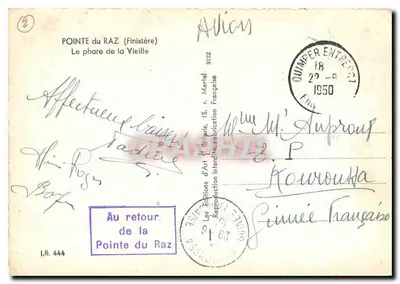 Pointe du Raz (Finistère) — O farol da Velha — Éditions d'Art Martel — Verso