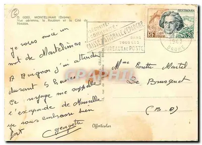 Montelimar — Vista aérea, o Roubion e a Cidade de Nocaze — Edições J. Cellard — Verso
