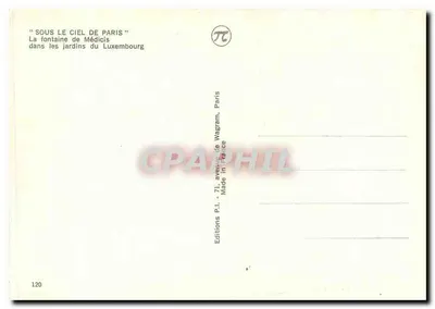 Fuente de los Médicos — Jardines del Luxembourg — Ediciones P.I. París — Reverso