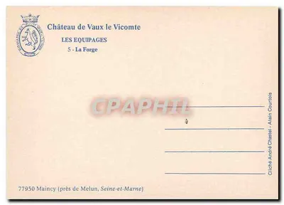 Kowalnia zamku Vaux le Vicomte — Kowalnia — Cliché André Chastel — Rewers