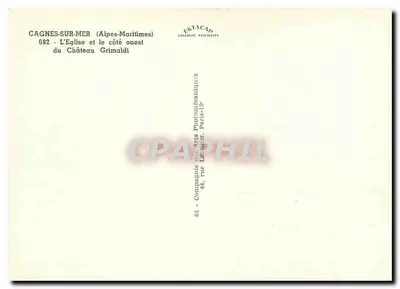 Cagnes-sur-Mer — A Igreja e o lado oeste do Castelo Grimaldi — Compagnie des Arts Photographiques — Verso