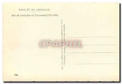Arc de Triomphe du Carrousel — Paryż — Éd. d'Art GUY, n° 742 — Rewers
