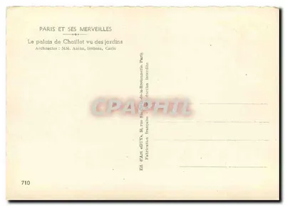 Palácio de Chaillot — vista dos jardins — Ed. d'Art Guy, Paris — Verso