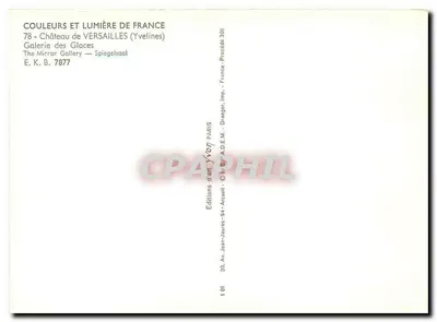 Galeria dos Espelhos — Castelo de Versailles — Edições Yvon — Verso