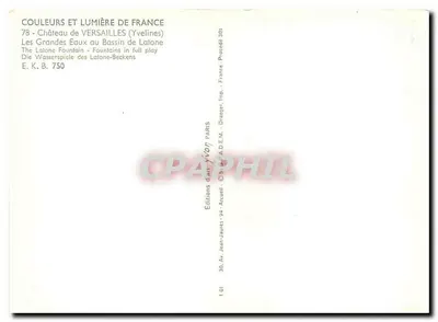 Château de Versailles — Les Grandes Eaux au Bassin de Latone — Éditions d'Art Yvón — Verso