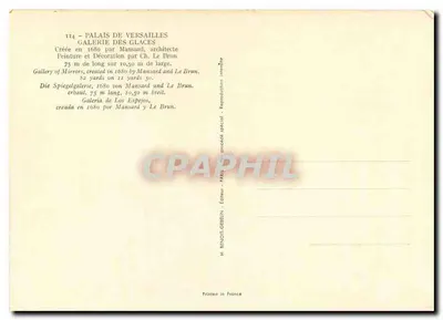 Palazzo di Versailles — Galleria dei Specchi — H. Benoit-Gebelin, editore — Verso