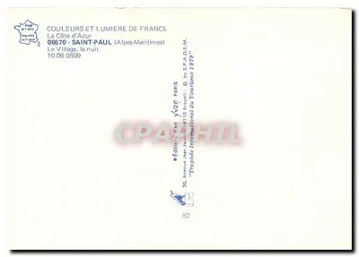 Saint-Paul - A Costa Azul — A Vila, à noite — Edições Jean Jaurès, série 06570 — Verso