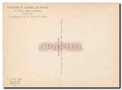 Ajaccio — Visão geral da Cidade e do Golfo — Éditions Marzel, Paris — Verso